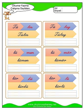 ü sesi Çalışma Sayfaları